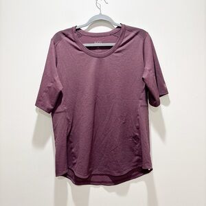 REI Women's Short Sleeve Sweat wicking Stretch Plum Burgundy Top Active XL